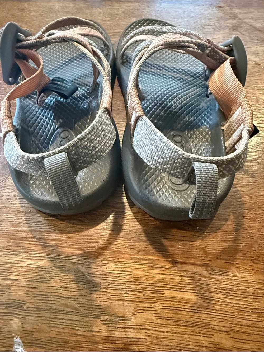 Chaco Kids Sport Sandals - Gray Footbed with Peach and Gray Straps